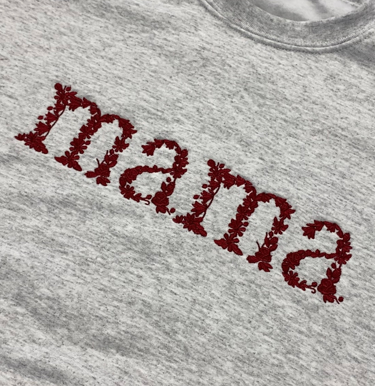 Floral MAMA Embroidered Basic Crewneck