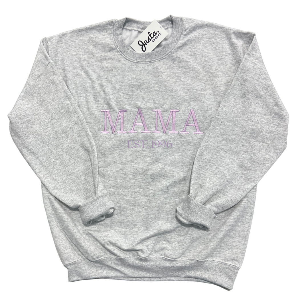 Established MAMA Embroidered Basic Crewneck