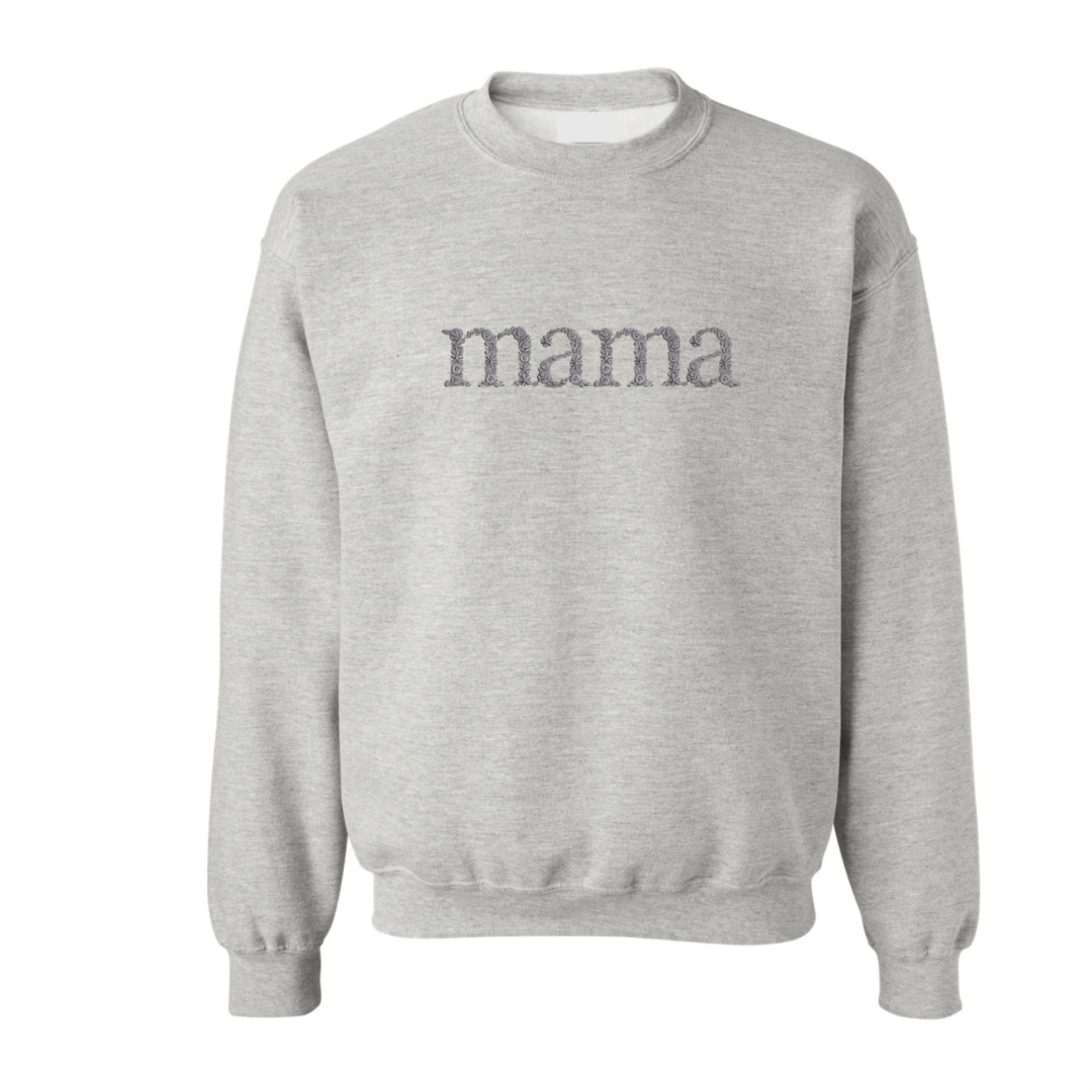 Floral MAMA Embroidered Premium Crewneck